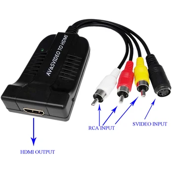 Vīriešu RCA AV HDMI Pārveidotājs Adapteri Mini Kompozītu CVBS, s-video uz HDMI Pārveidotājs