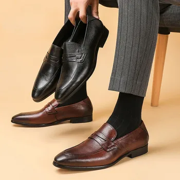 Vīriešu formālu kurpes Īstas ādas kleita oxford kurpes vīriešiem mērci kāzu uzņēmuma birojā kurpes paslīdēt uz vīriešu vīriešu kurpes 2020