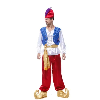 Vīriešu halloween kostīmi vīriešu pieaugušo puses jasmīns aladdin kostīmu Lampas genie Adam princis Fantasia Zēns Arābu Apģērbu cosplay
