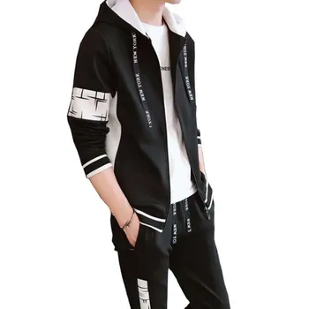 Vīriešu rudens jaunu stilu Kapuces Džemperis vīriešiem ir korejas modes ikdienas tērps, sporta mētelis zēns studentu mazo kāju bikses man drēbes