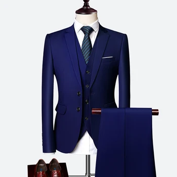 Vīriešu uzvalks 3 Gabals Komplekts Uzņēmējdarbības Vīriešu Kostīmi, Bleizeri, Liela Izmēra Boutique Uzvalks Slim 