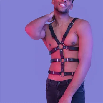 Vīriešu Ādas Apakšveļa Seksuālo Krūšu Josta Vīriešiem Regulējams Rave Geju Apģērbi BDSM Fetišs Pilns Ķermeņa Iejūgs, drošības Jostas Siksnu Dzimums