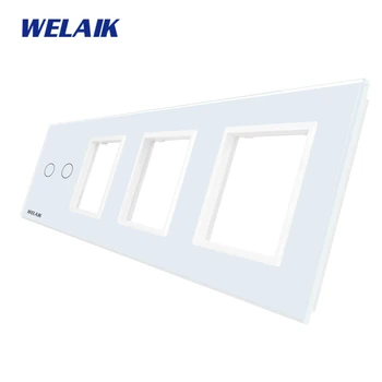 WELAIK ES Touch-Switch DIY-Daļas-Stikla Panelis-Tikai Sienas Gaismas Slēdzis-panelis 4frame 2gang+0+0+0 Kvadrātveida caurums A492888W/B1
