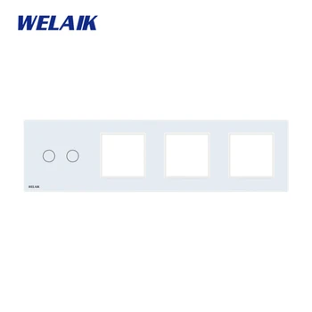 WELAIK ES Touch-Switch DIY-Daļas-Stikla Panelis-Tikai Sienas Gaismas Slēdzis-panelis 4frame 2gang+0+0+0 Kvadrātveida caurums A492888W/B1