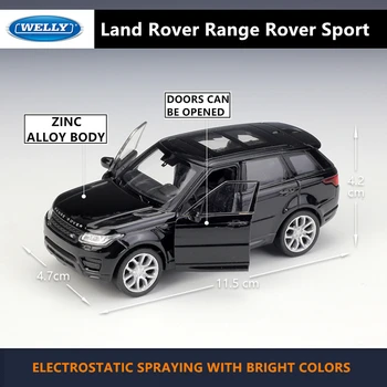 WELLY 1:36 Land Rover Range Rover Sport sakausējuma auto modeļa mašīnu Simulācijas Kolekcijas rotaļlietas pull-back transportlīdzekļa Dāvanu kolekcija