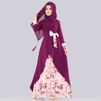 WEPBEL Musulmaņu Sieviešu Kleita Abaya Islāma arābu Loku Casual Slim Ziedu, Ziedu Pilnu Piedurknēm Dāmas Kleitas