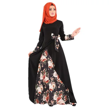 WEPBEL Musulmaņu Sieviešu Kleita Abaya Islāma arābu Loku Casual Slim Ziedu, Ziedu Pilnu Piedurknēm Dāmas Kleitas
