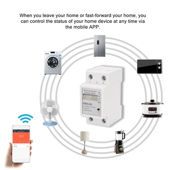 WIFI Smart Enerģijas Skaitītājs vienfāzes Sliedes Tips LCD Displejs, Enerģijas Skaitītājs Atbalsta Smartlife/Tuya App Darbi Ar Alexa, Google Home