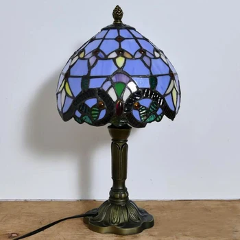 WOERFU Diffany Galda Lampa 20cm Sveķu Bāzes E27 Guļamistabas Gultas Lampa Modes Retro Galda Lampas