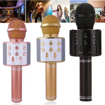 WS858 Portatīvā Bluetooth Karaoke Mikrofons Bezvadu Professional Skaļruņu Mājas Ktv Rokas Mikrofons