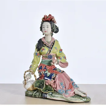 WU CHEN ILGI, Ķīniešu Porcelāna Skaistums Dievmātes Statuja Kolekcionējamus Kuģiem, Antikvariāts Imitācija, Keramikas Attēls Statuetes Apdare R2426