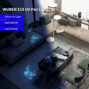 WUBEN E19UV LED UV Lukturīti Laternu Ultravioleto Lāpu 365nm AAA baterijas Gaisma Naudas noteikšanas