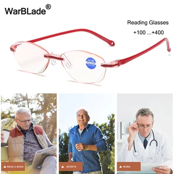 WarBLade Jaunu Presbyopic Brilles Comfy Bez Apmales Ultra Vieglās Lasīšanas Brilles, Lai Sievietēm Vīrietis +1.0 +1.5 +2.0 +2.5 +3.0 +3.5+4.0