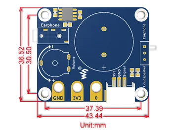 Waveshare Skaļrunis (mikro): mazliet, Mūzikas Atskaņotājs, Borta Hi-Fi čipu NS8002 Skaņas skaļuma regulēšana Austiņu ligzdas izeju