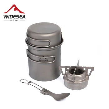 Widesea Kempings Titāna Virtuves Galda Uzstādīt Gāzes Degļu plīts, Ultra-light Virtuves Āra Cooking Pot Reizes Karoti Pārgājieni