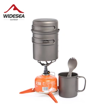 Widesea Kempings Titāna Virtuves Galda Uzstādīt Gāzes Degļu plīts, Ultra-light Virtuves Āra Cooking Pot Reizes Karoti Pārgājieni