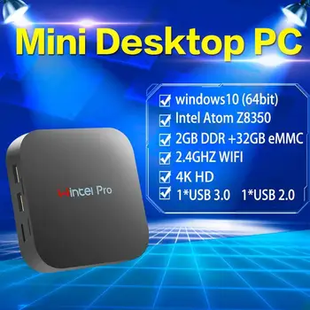 Wintel pro MINI PC intel atom X5-Z8350 1.44 Ghz quad core 2GB/4GB 32GB/64GB ar dual WIFI 100M RJ45 LAN windows 10 datoru