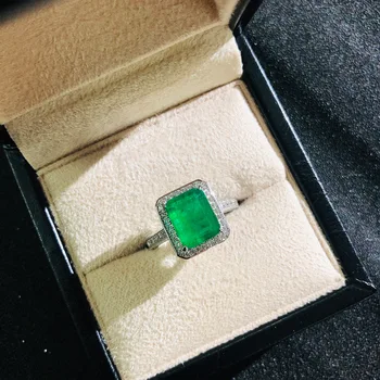 Wong Lietus Vintage 925 Sterling Sudraba Emerald Dimantu Dārgakmens Kāzu Saderināšanās Gredzenu Smalkas Rotaslietas Vairumtirdzniecības Piliens Kuģniecība