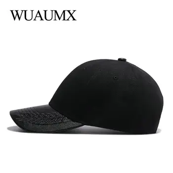 Wuaumx Augstas Kvalitātes Vasaras Cepures Sievietēm Melna Beisbola cepure Vīriešiem PU Ādas Malām Kaulu Snapback Hip Hop Klp Vīriešiem Casquette