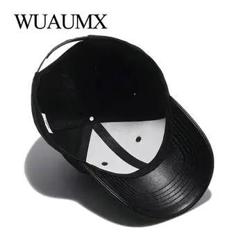 Wuaumx Augstas Kvalitātes Vasaras Cepures Sievietēm Melna Beisbola cepure Vīriešiem PU Ādas Malām Kaulu Snapback Hip Hop Klp Vīriešiem Casquette