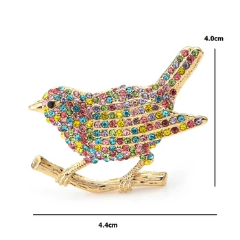 Wuli&bērnu Multicolor Rhinestone Putnu Piespraudes Sievietes Metāla Dzīvnieku Kāzas, Banketu Broša Piespraudes Dāvanas