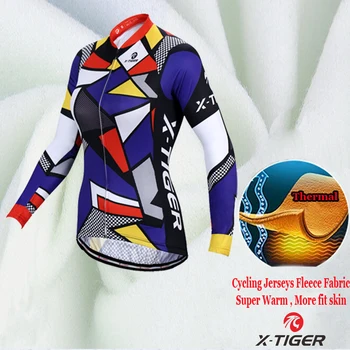 X-Tiger Ziemas Sievieti 's Velo Svīteri Kopa ar garām Piedurknēm Riteņbraukšana Apģērbu Pro Ropa Ciclismo Invierno MTB Velosipēds Valkāt 2020