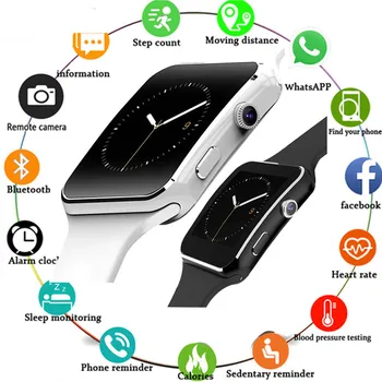 X6 Smart Skatīties ar Kameru Touch Screen Atbalsta SIM TF Karte Bluetooth Smartwatch iPhone Xiaomi Android Tālrunis