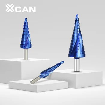 XCAN Solis Urbt 3PCS 4-12/20/32mm HSS Spirāli, Rievotas Cietā Karbīda Urbis P6M5 Super Blue Nano Pārklājums Solis Konusveida Urbis