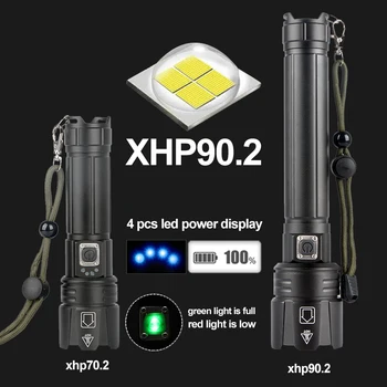 XHP90.2 LED Lukturīti Lāpu Taktiskās spēcīgu gaismu Uzlādējams 18650 26650 Akumulatora Zoomable ūdensizturīgs Lukturis xhp70 kempings