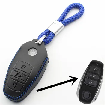 XIEAILI Īstas Ādas Tālvadības Atslēgu piekariņi 3Button Smart Key Lietu Vāku Vw Touareg S240