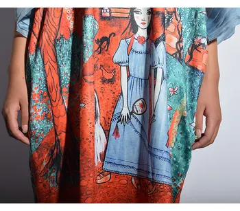 [XITAO] Rudens Korejas Modes Jaunu 2018 O-veida kakla Pilnu Piedurknēm Zaudēt Kleitu Sieviešu Pusi Piedurknēm Ruffles Karikatūra Virs Ceļgala Kleita KZH432