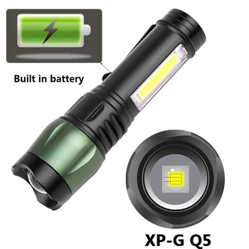 XP-G, Q5 USB Rechargable Mini LED Lampiņu Super Spilgti 3 Režīmi Iebūvēts Akumulators Lāpu Ūdensizturīgs Portatīvo COB Kempings Gaismas