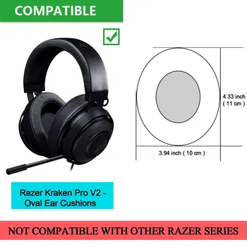XQ Nomaiņa Iekļautās par Razer Kraken Pro V2 Gaming Headset - Porolona Spilventiņu, Mīkstu Ādas Ausu Spilventiņi 1 Pāris Ovāls Earcups