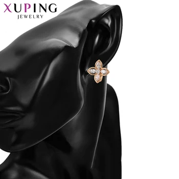 Xuping Stīpas Auskari Jaunas Ielidošanas Rotaslietas Sievietēm Ziedu Formas Zelta Krāsas Pārklājumu Modes Vienkāršu Luksusa Dāvanas 97937