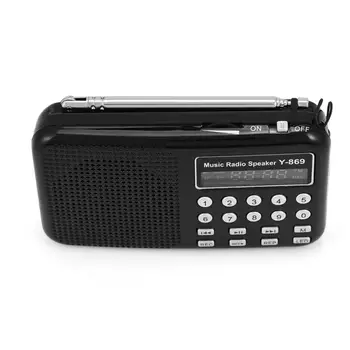 Y-869 FM Portable Radio ar Antenu, Digitālo Audio Mūzikas Atskaņotājs, Mini Speaker LED Lukturītis Atbalsta TF Kartes USB Diska New