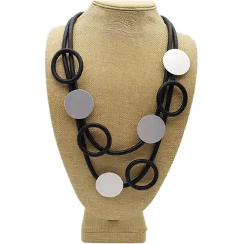 YD&YDBZ Sarkanā Metāla Kārtas Kulons sānslīdi kaklasaite Sieviešu Vintage Black Circle Gumijas Matching Kaklarotas Bohēmijas Sieviešu Apģērbu, Rotaslietas