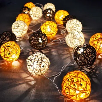 YIMIA 5m LED String Rotangpalmas Bumbiņas Sepak Takraw Gaismas Stīgas 20 Spuldzes Vītnes Žogu, Pludmales Bārs, Kāzas, Ziemassvētku Puse Apdares