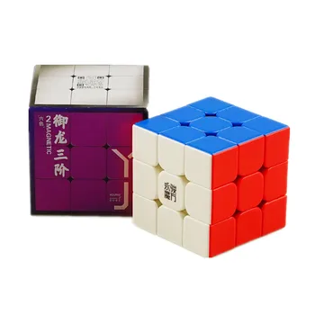 YJ Yulong V2 M 3x3 Melnā un Stickerless Ātrums Cube Yongjun Yulong 2M Magnētisko Magic Cube Puzzle