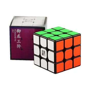 YJ Yulong V2 M 3x3 Melnā un Stickerless Ātrums Cube Yongjun Yulong 2M Magnētisko Magic Cube Puzzle