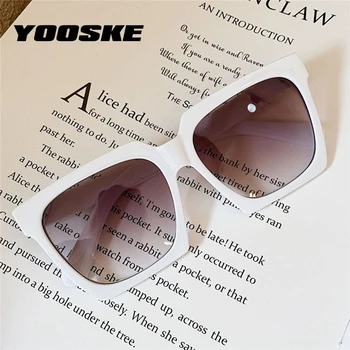 YOOSKE Retro Laukumā Saulesbrilles Sieviešu Zīmola Dizainere Lielgabarīta Slīpums Saules Brilles Toņos Dāmas Pārredzamu Konfektes Krāsu Brilles