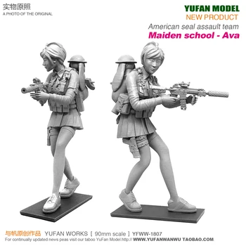 YUFAN Modelis 1/18 Sveķu Attēls Komplekti, Skaista meitene ar aprīkojumu, self-samontētas 90mm YFWW-1807