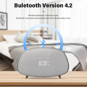 YZTEK Koka Bezvadu Bluetooth Skaļruni, LED Modinātājs Displejs Ar FM Radio, Bluetooth Portatīvie Skaļruņi Brīvroku Skaļrunis