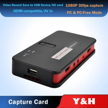 Y&H HD 1080P Spēli Capture Karte USB Disku/SD Kartes Video Uzņemšanas Atbalsts Mic ar HDMI/YPBPR/AV