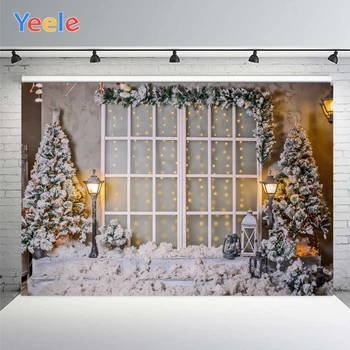 Yeele Ziemassvētku Foto Fona Photophone Sniega Logu Un Koki Fotogrāfija Backdrops Studio Dzinumi Dekors Pielāgota Izmēra