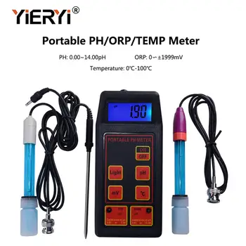 Yieryi 3-in-1 Augsta Precizitāte Portatīvo pH/mV/Temp Mērītājs + Maināmiem pH & ORP Elektrodi + Temperatūras Zonde