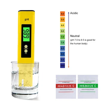 Yieryi LCD Digitālais pH-Metrs 0.00~14.00 Mini Ūdens Kvalitātes Testeri Akvārijs Baseins, Ūdens Vīna Urīna 2~3 pack pulveris