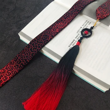 Yiling dibinātājs Burvju Hanfu lentes kulons žakarda zīds tekstūra, sarkans un melns slīpums pušķis Matiem