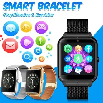 Z60 Smart Watch Pulksteņa Pedometrs Metāla Siksniņu Bluetooth Rokas Smartwatch Atbalsta SIM TF Kartes Android un IOS Skatīties Multi-valodas
