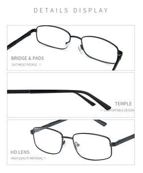 ZENOTTIC Sakausējuma Optisko Briļļu Rāmji Vīriešu Pilnu Kvadrātveida Metāla Biznesa Tuvredzība Recepšu Brilles Rāmis Notīrīt Lēcas, Brilles