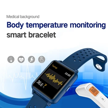 ZKCREATION P29 Ķermeņa Temperatūras Mērījumu Vīriešiem Smart Aproce Sieviete sirdsdarbība Pedometrs Monitors Smart Skatīties Fitnesa Rokassprādze